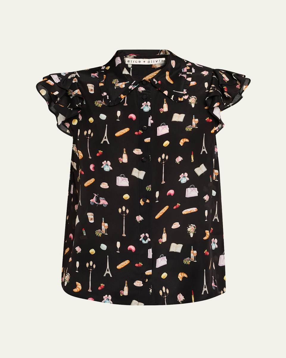 Martel Flutter-Sleeve Blouse